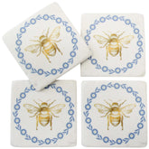 Coasters Bee Blue Wreath - Set of 4